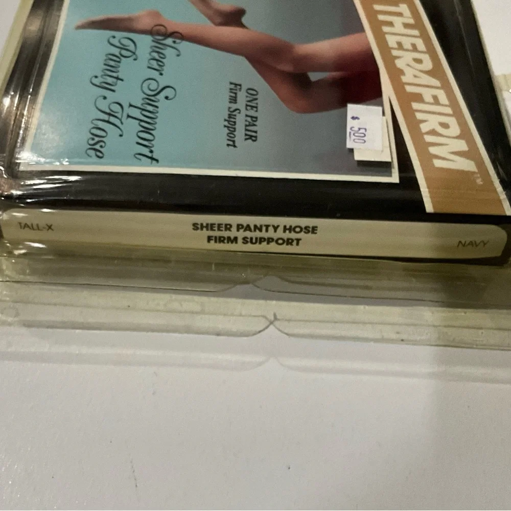 Vintage TheraFirm Firm Support Pantyhose Size Tall-X Navy Sheer NOS
